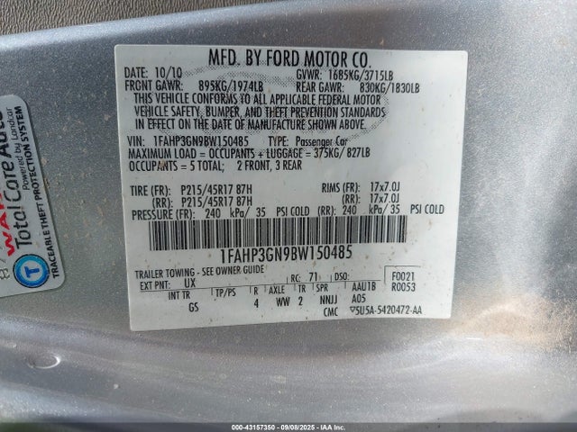 2011 FORD FOCUS 1FAHP3GN9BW150485 Photo 8