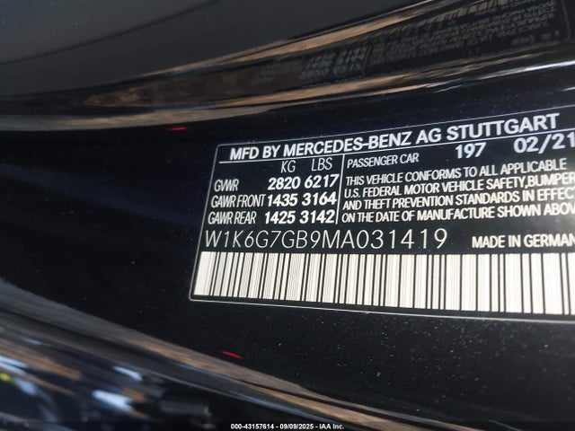2021 MERCEDES-BENZ S 580 W1K6G7GB9MA031419 Photo 8