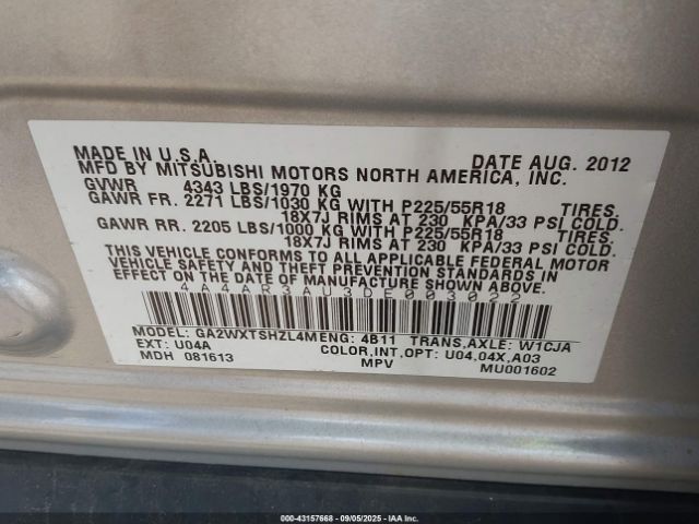 2013 MITSUBISHI OUTLANDER SPORT 4A4AR3AU3DE003022 Photo 8