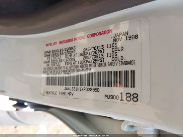 1999 MITSUBISHI MONTERO SPORT JA4LS31H1XP028950 Photo 8