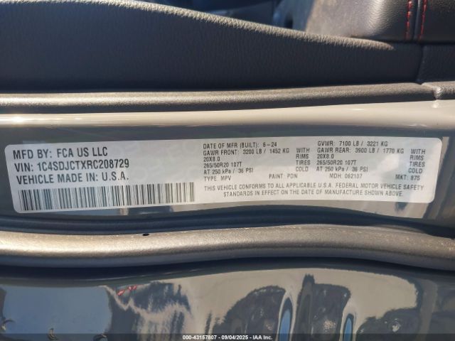 2024 DODGE DURANGO 1C4SDJCTXRC208729 Photo 8