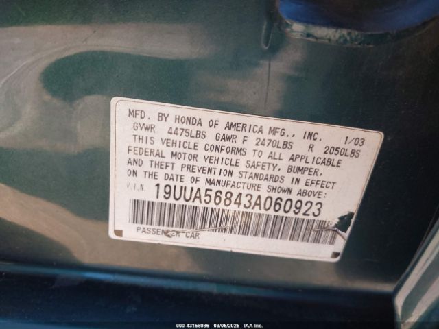 2003 ACURA TL 19UUA56843A060923 Photo 8