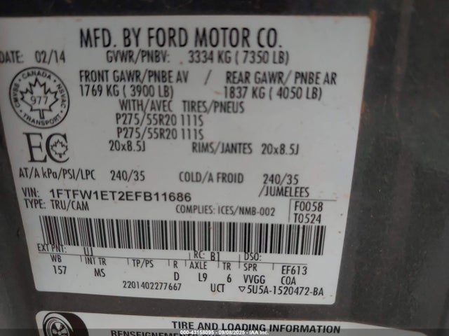 Ford 2014 2014 1FTFW1ET2EFB11686 Image 9