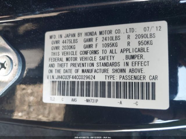 2012 ACURA TSX JH4CU2F44CC029624 Photo 8