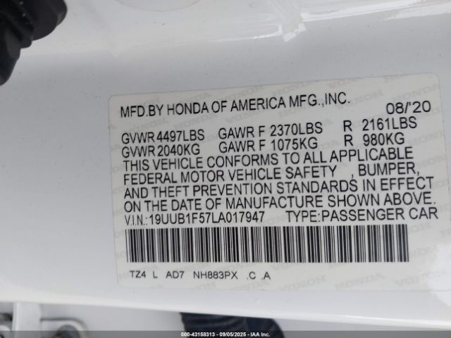 2020 ACURA TLX 19UUB1F57LA017947 Photo 8