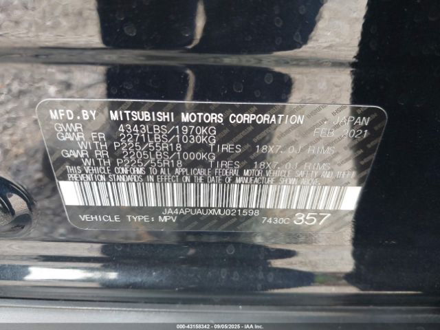 2021 MITSUBISHI OUTLANDER SPORT JA4APUAUXMU021598 Photo 8