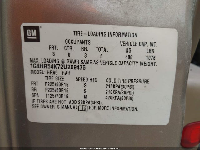 Aukcja sprzedaży 2002 Buick Lesabre Limited, vin: 1G4HR54K72U269475, numer aukcji: 43158376