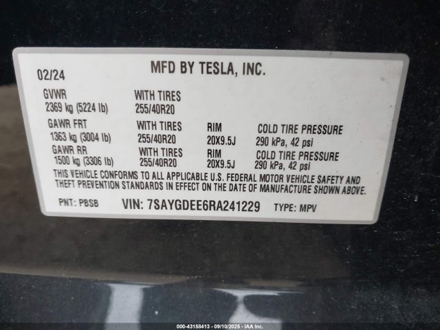 2024 TESLA MODEL Y 7SAYGDEE6RA241229 Photo 8