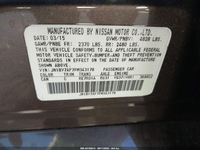 JN1BV7AP7FM343178 Infiniti Q50