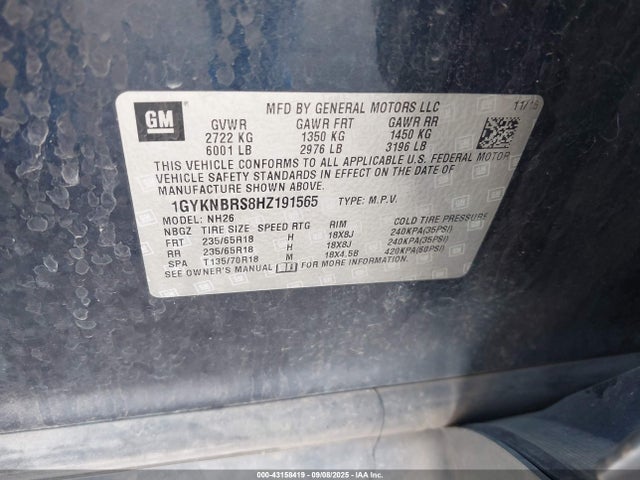 2017 CADILLAC XT5 1GYKNBRS8HZ191565 Photo 8