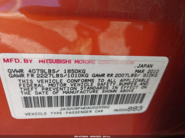 2010 MITSUBISHI LANCER JA32U8FW0AU025562 Photo 8
