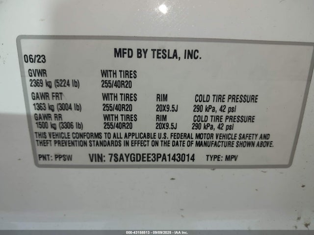 2023 TESLA MODEL Y 7SAYGDEE3PA143014 Photo 8