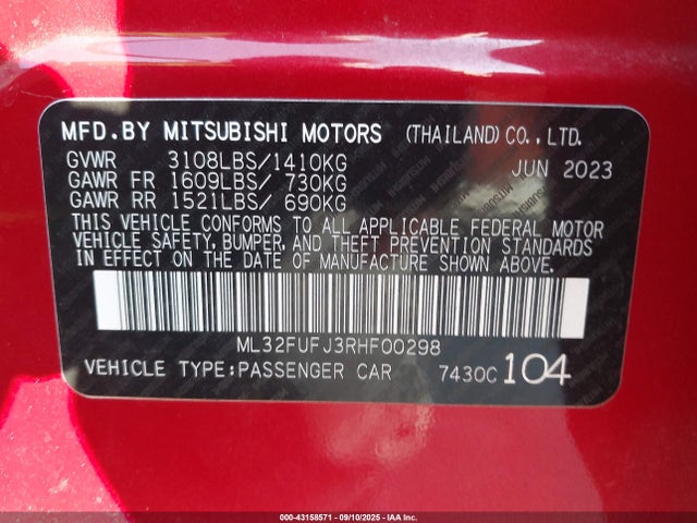 2024 MITSUBISHI MIRAGE G4 ML32FUFJ3RHF00298 Photo 8