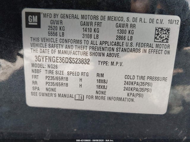 2013 CADILLAC SRX 3GYFNGE36DS523832 Photo 8