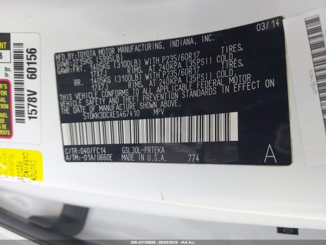 Toyota 2gr-fks 2014 5TDKK3DCXES467410 Image 9