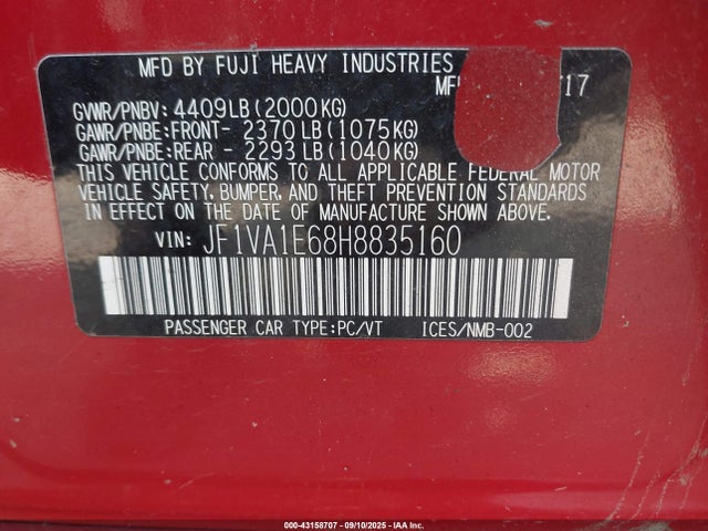 2017 SUBARU WRX JF1VA1E68H8835160 Photo 8