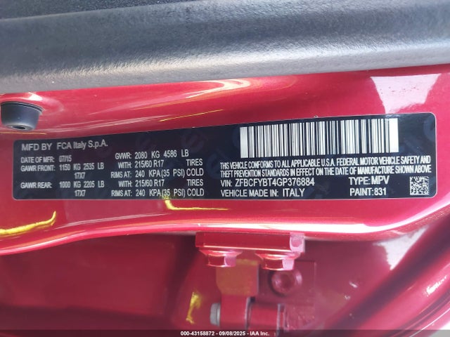 Fiat 500X 2016 ZFBCFYBT4GP376884 Image 9