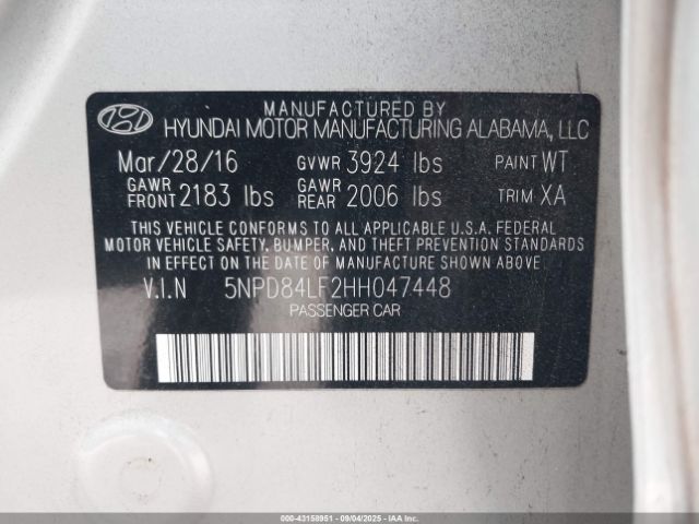 2017 HYUNDAI ELANTRA 5NPD84LF2HH047448 Photo 8
