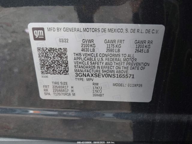 2022 CHEVROLET EQUINOX 3GNAXSEV0NS165571 Photo 8