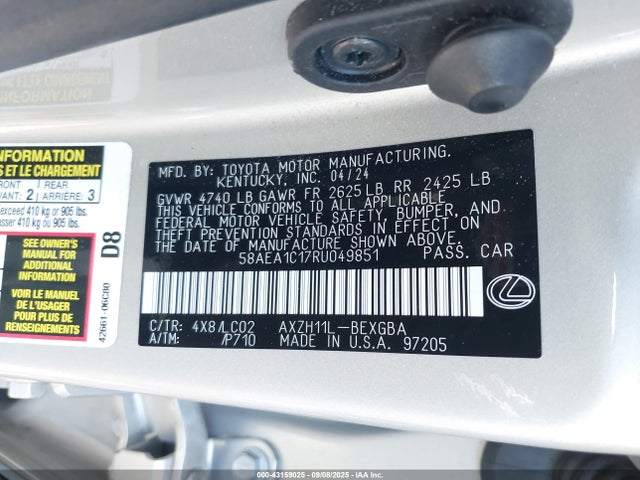 58AEA1C17RU049851 Lexus a25a-fxs, 3nm