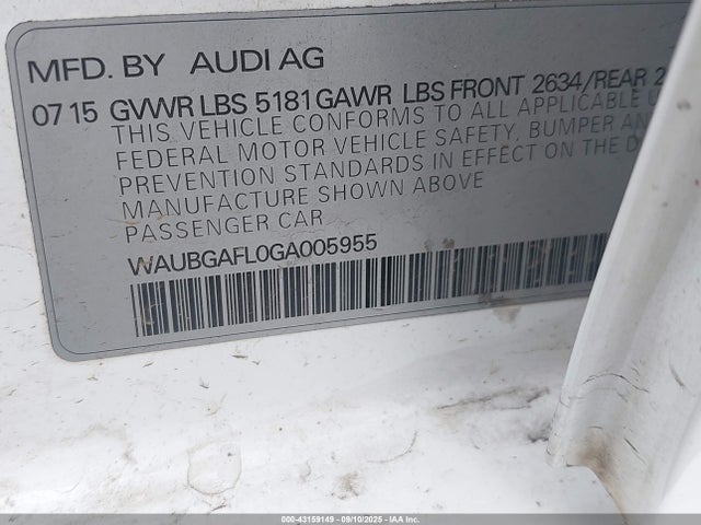 2016 AUDI S4 WAUBGAFL0GA005955 Photo 8