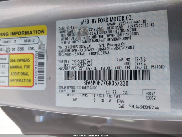 Ford 2016 2016 3FA6P0H77GR357330 Image 9