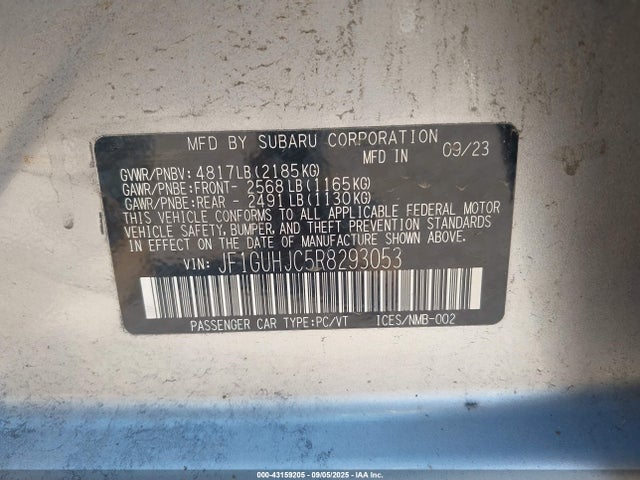 JF1GUHJC5R8293053 Subaru na