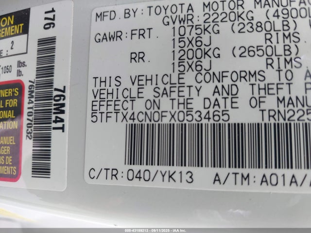 Toyota 2tr-fe 2015 5TFTX4CN0FX053465 Image 9