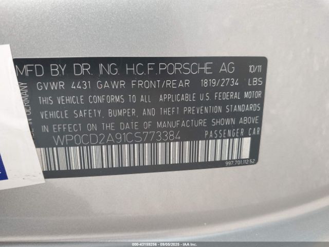 2012 PORSCHE 911 WP0CD2A91CS773384 Photo 8