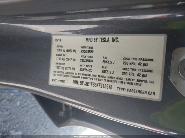 2019 TESLA MODEL 3 5YJ3E1EB3KF213978 Photo 8