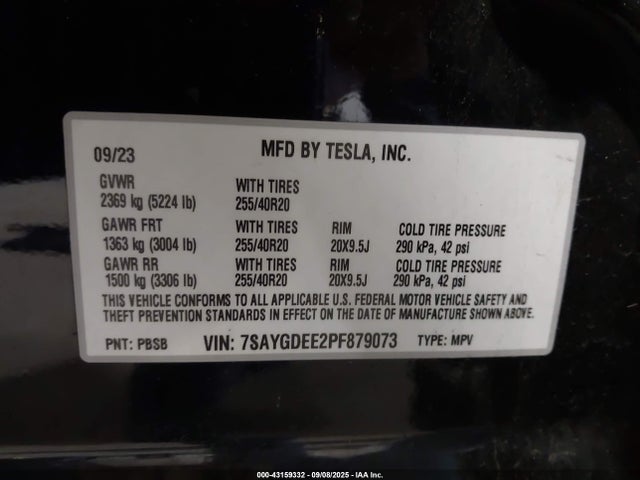 2023 TESLA MODEL Y 7SAYGDEE2PF879073 Photo 8
