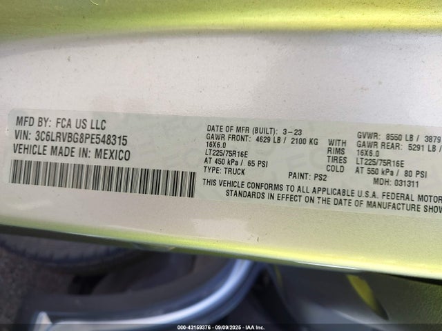 RAM Promaster 1500 2023 3C6LRVBG8PE548315 Image 9