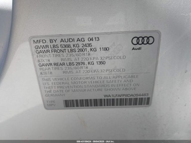 2013 AUDI Q5 WA1LFAFP8DA094483 Photo 8