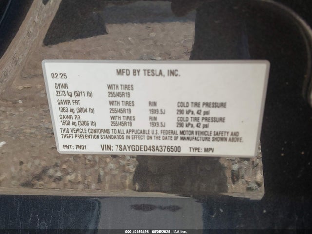 2025 TESLA MODEL Y 7SAYGDED4SA376500 Photo 8