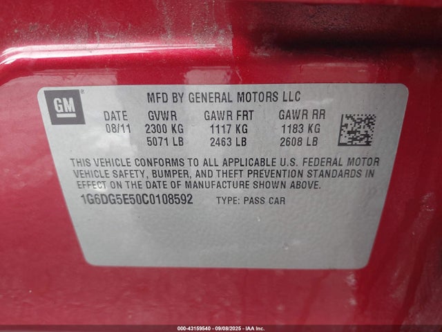2012 CADILLAC CTS 1G6DG5E50C0108592 Photo 8