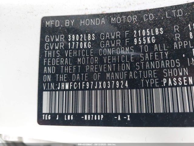 JHMFC1F97JX037924 Honda l15b7