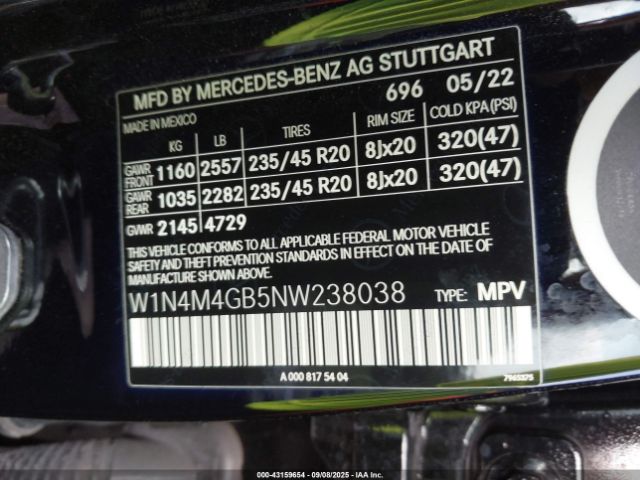 2022 MERCEDES-BENZ GLB 250 W1N4M4GB5NW238038 Photo 8