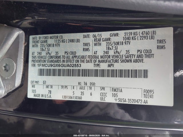 1FMCU9GX6GUA02553 Ford Escape