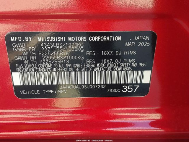 2025 MITSUBISHI OUTLANDER SPORT JA4ARUAU9SU007232 Photo 8