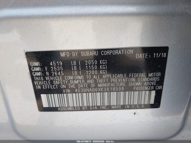 4S3BNAB6XK3018508 Subaru u5