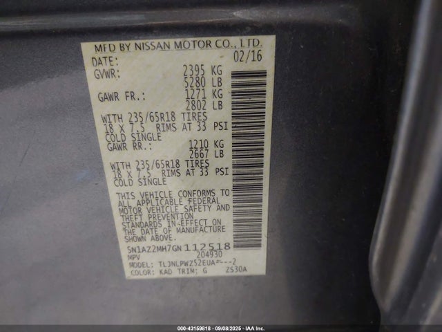 5N1AZ2MH7GN112518 Nissan 2016
