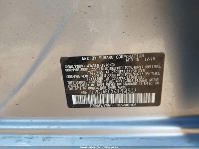 Subaru naturally aspirated 2019 JF2GTAECXK8284502 Image 9