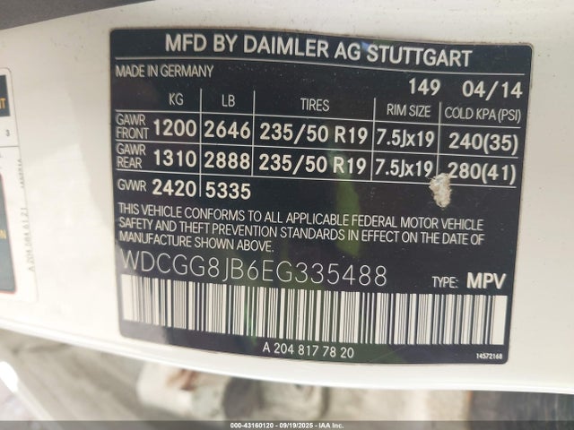 WDCGG8JB6EG335488 Mercedes-Benz Glk-Class