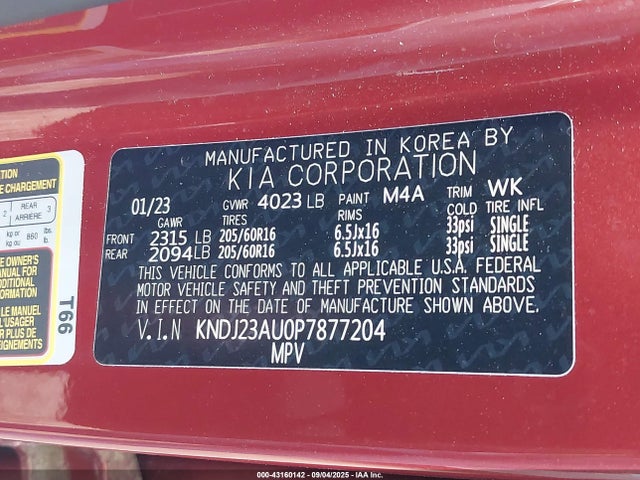KNDJ23AU0P7877204 KIA mpi nu