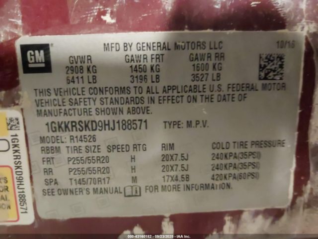 2017 GMC ACADIA LIMITED 1GKKRSKD9HJ188571 Photo 8