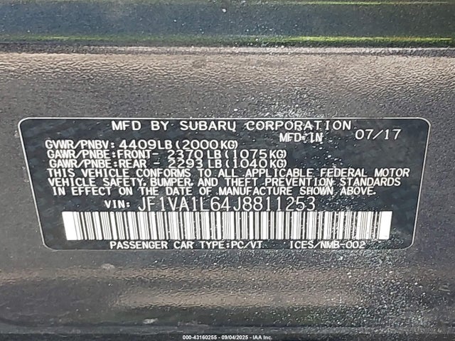 Subaru dib 2018 JF1VA1L64J8811253 Image 9