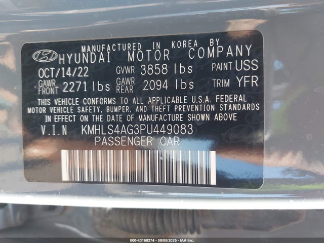 KMHLS4AG3PU449083 Hyundai mpi nu pe