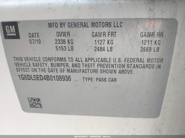 2011 CADILLAC CTS 1G6DL5ED4B0108936 Photo 8