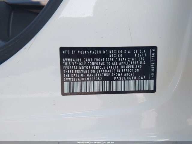 Volkswagen 1.4 tsi 2017 3VW2B7AJ0HM295352 Image 9