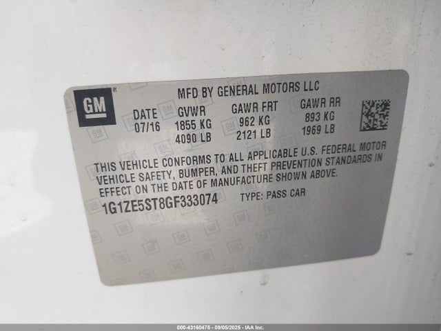 1G1ZE5ST8GF333074 Chevrolet lfv - di: direct injection, vvt, gen1 gmna